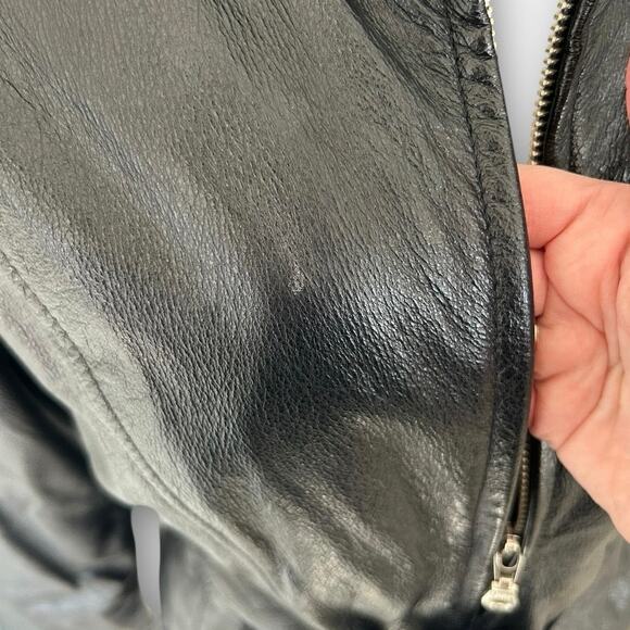 Vintage Wilsons Belted Leather Jacket Black Tie Waist Women's size Medium Edgy - Picture 5 of 14